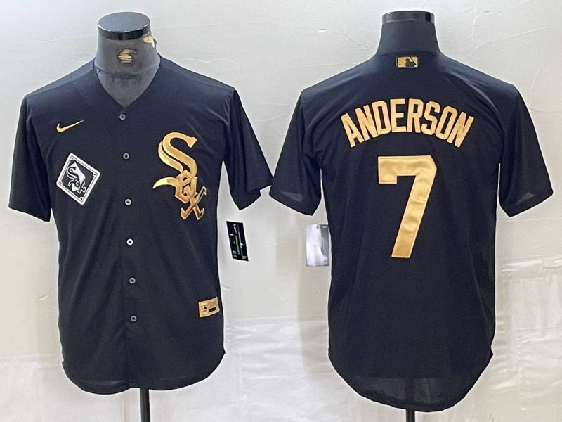 Men Chicago White Sox 7 Anderson Black gold #4 th generation Nike 2024 MLB Jersey style 2